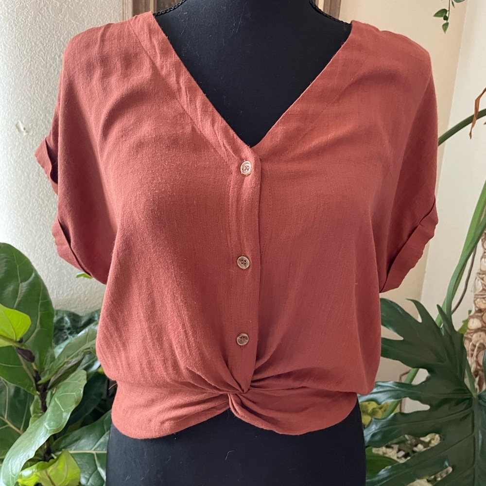 Warm Brown cropped, band top Medium by Sweet Wanderer